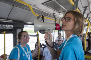 MOBILIZE attendees took public buses to the city center where they began the walking tour.