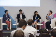 Aimée Gauthier (right) moderated a session on data ethics with Gina Porter, Professor at Durham University; Rafael Pereira, Institute for Applied Economic Research; and Shuai Ren, DiDi Chuxing.